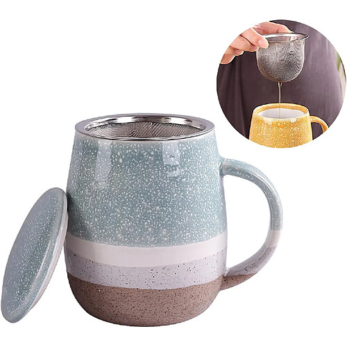 Vendos85 Mug en céramique 400 ml avec couvercle et passoire