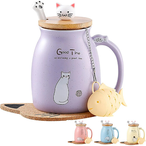 Vendos85 Mug Chat en Céramique Mignon pour Café et Thé 350 ml