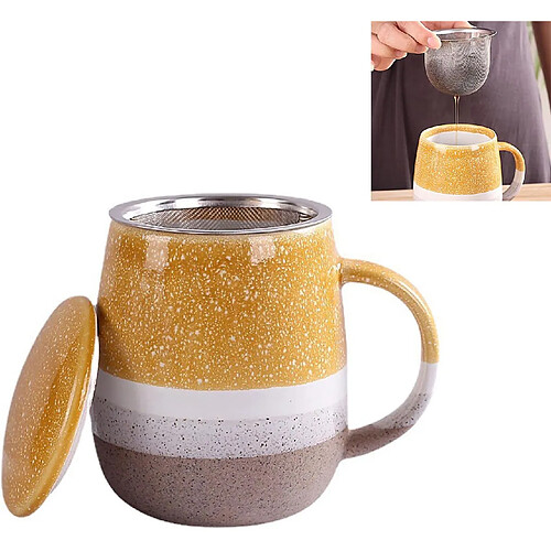Vendos85 Mug en céramique 400 ml avec couvercle et passoire