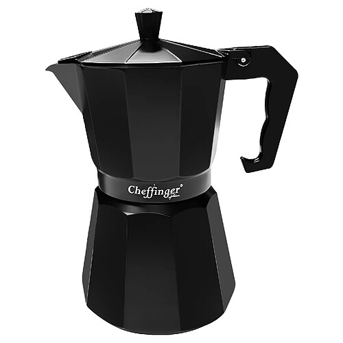 Cheffinger Cafetière Italienne 320ml 6 Tasses en Aluminium avec Poignée Ergonomique Noir