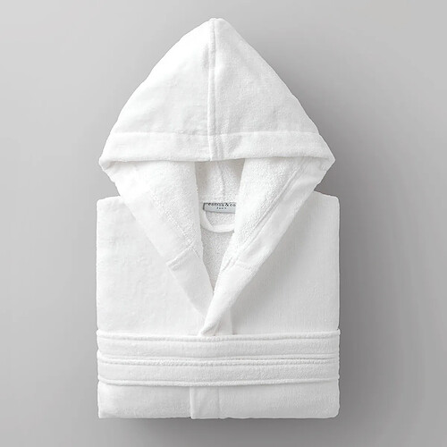 Cotton & Co Peignoir de bain uni en velours de coton à capuche 450 gsm