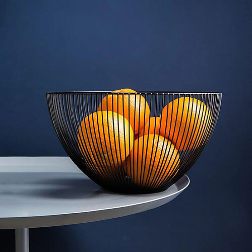 Vendos85 Corbeille à Fruits en Métal Noir 25,5 cm avec Tapis Antidérapants