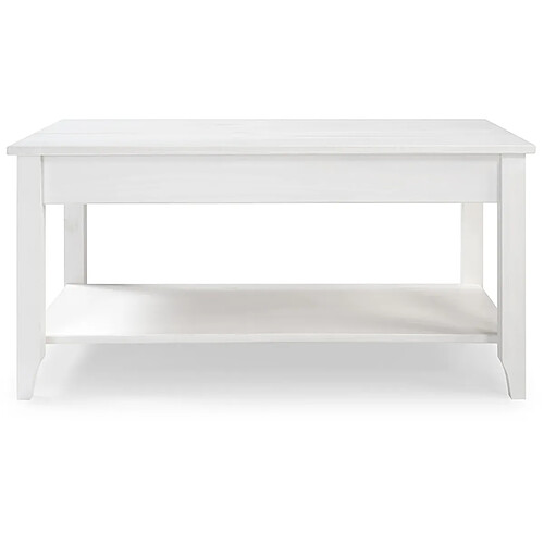 Pegane Table basse Table salon avec pieds coloris Blanc - Longueur 90 x Hauteur 45 x Profondeur 45 cm