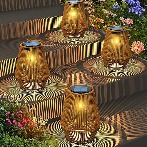 Vendos85 Lanterne solaire tissée à la main pour extérieur