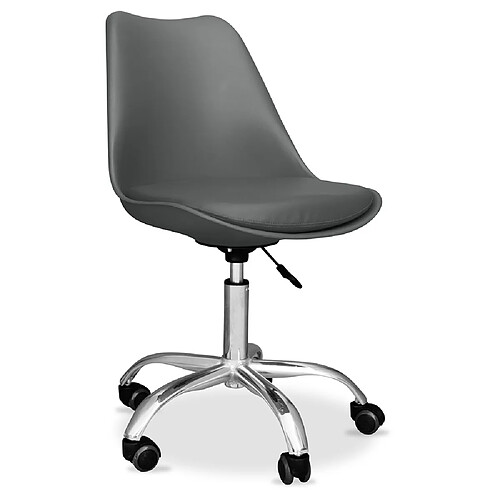 ICONIK INTERIOR Chaise de bureau à roulettes - Chaise de bureau pivotante - Tulip Gris foncé