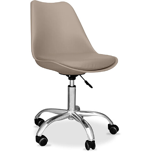 ICONIK INTERIOR Chaise de bureau à roulettes - Chaise de bureau pivotante - Tulip Taupe