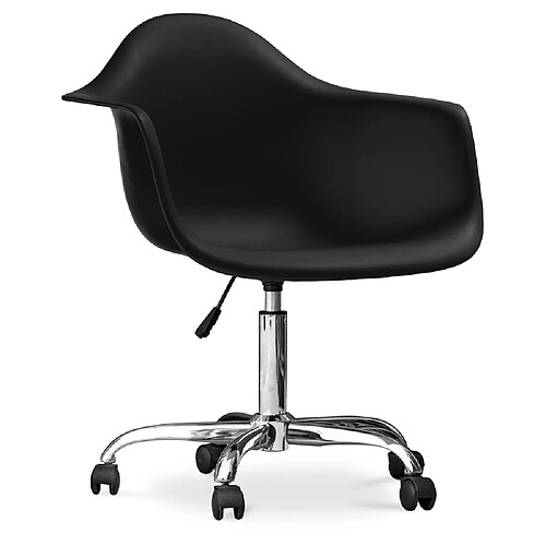 ICONIK INTERIOR Chaise de bureau avec accoudoirs - Chaise de bureau à roulettes - Weston Noir