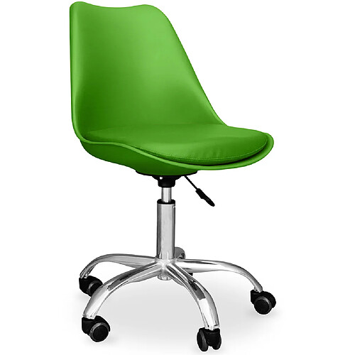 ICONIK INTERIOR Chaise de bureau à roulettes - Chaise de bureau pivotante - Tulip Vert