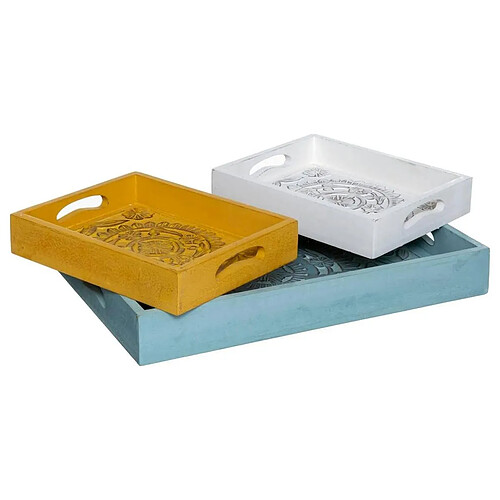 Atmosphera Lot de 3 Plateaux Idylle Folk 45cm Multicolore