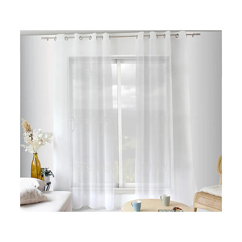 Voilage bande ajourée Mia Blanc 140 x240 cm - Enjoy Home
