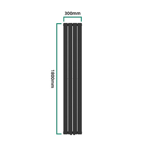 Helloshop26 Radiateur à panneaux design double 1122 watts 180 x 30 x 7 cm acier noir 03_0010474