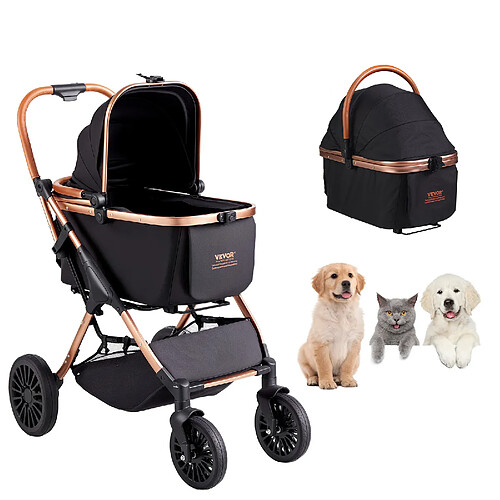 Vevor Poussette chien 30kg, 4 roues pivotantes avec freins, panier amovible