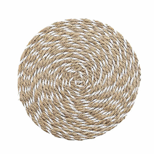 Douceur D'Interieur Set de Table Rond en Paille Nala 38cm Naturel & Blanc
