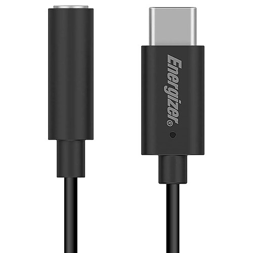 ENERGIZER Adaptateur Audio USB-C vers Jack 3.5mm 11cm Plug and Play Noir
