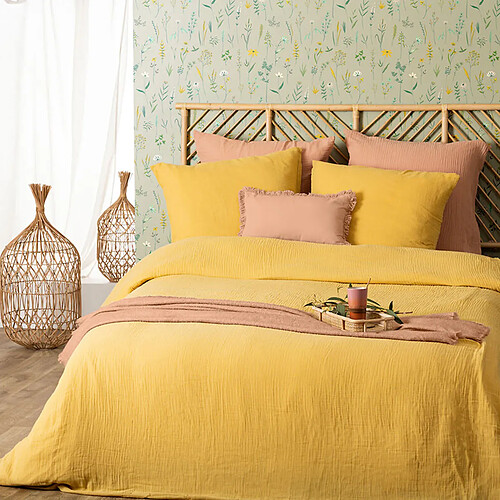 Atmosphera Parure de Lit 3 Pièces Flora 240x220cm Ocre