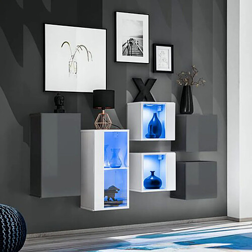 Paris Prix Meuble de Rangement Switch SBIV 320cm Gris & Blanc