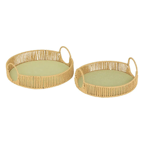 Atmosphera Lot de 2 Plateaux Ronds Ali 35cm Naturel
