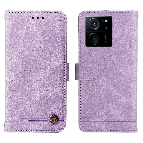 Flip Étui Pour Xiaomi 13T Longue sangle Supports de fente pour carte Antichoc Sangle courte Portefeuille Violet