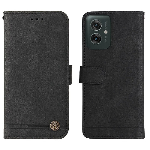 Flip Étui Pour Motorola Moto G55 5G Portefeuille Antichoc Longue sangle Sangle courte Supports de fente pour carte Noir