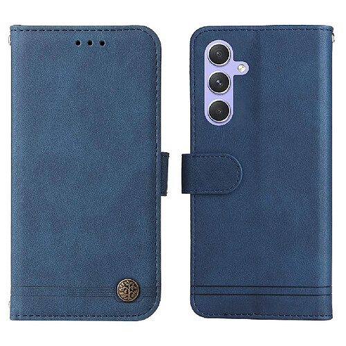 Étui Pour Samsung Galaxy M54 5G Supports de fente pour carte Antichoc Sangle courte Longue sangle Portefeuille Bleu