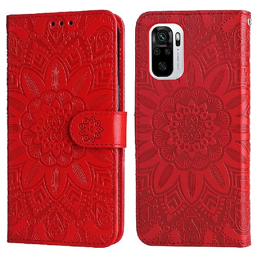 Étui Pour Xiaomi Redmi Note 10S 4G Fentes pour cartes Flip Housse de protection Cuir Rouge