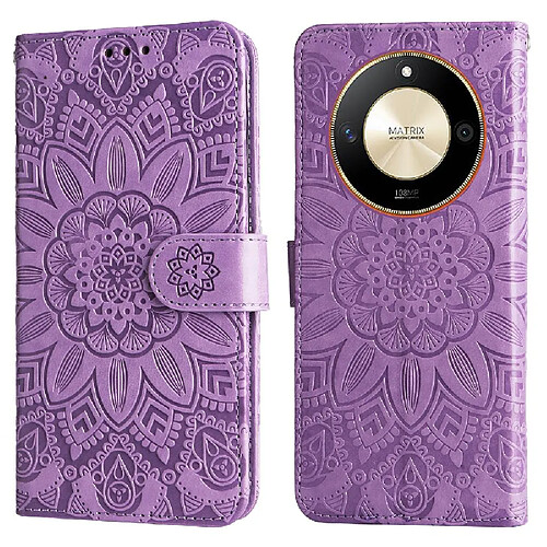 Étui Pour Honor Magic 6 Lite Cuir Housse de protection Fentes pour cartes Flip Violet
