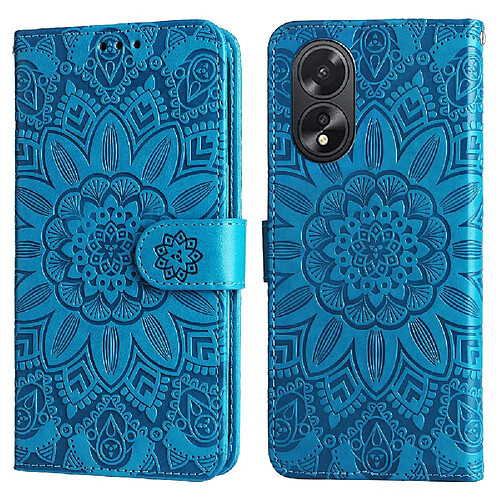 Étui Pour OPPO A18 4G Fentes pour cartes Cuir Flip Housse de protection Bleu