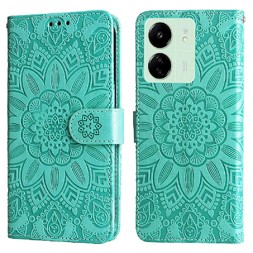 Étui Pour Xiaomi Redmi 13C 4G Housse de protection Flip Fentes pour cartes Cuir Vert