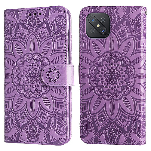 Étui Pour OPPO A92S Cuir Housse de protection Flip Fentes pour cartes Violet