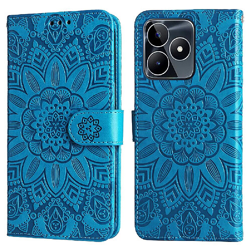Étui Pour Realme C53 Cuir Housse de protection Flip Fentes pour cartes Bleu