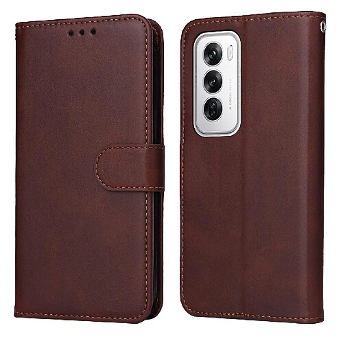 Flip Étui Pour OPPO Reno 12 5G Couverture rabotant Fermeture magnétique Découpes précises Fentes pour cartes Marron