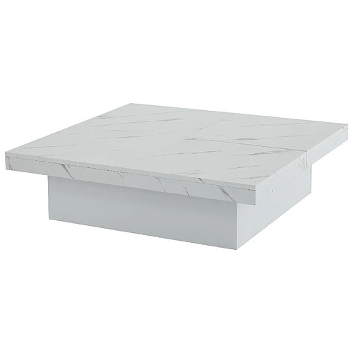 STILVORA Table Basse en panneau de particules avec 4 tiroirs 90x90x25 cm, Blanc