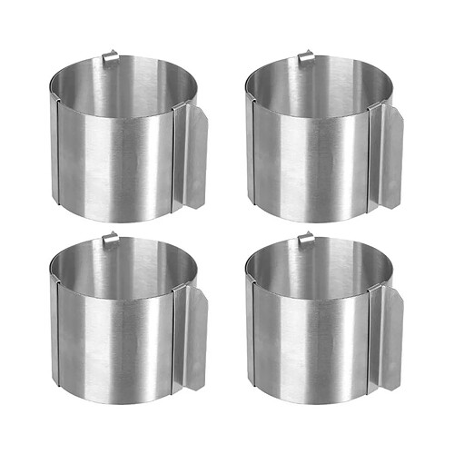 Five Simply Smart Lot de 4 Moules à Gâteau Rond Inox Extensible 6cm Argent