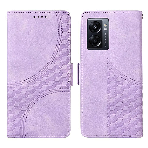 Étui Pour Oppo A57 4G 2022 Cuir Housse de protection Supports de fente pour carte Motif matelassé Violet