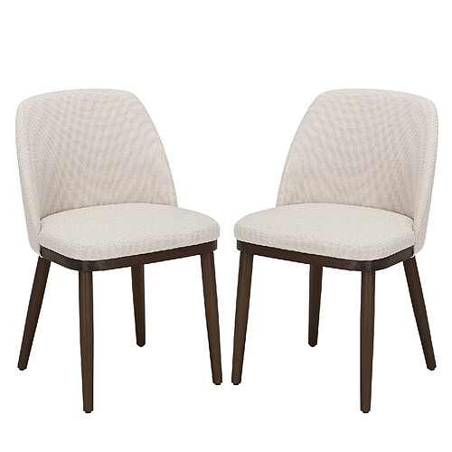 Smartue Lot de 2 Chaises de Salle à Manger – Chaises Design Confortables en Tissu avec Pieds en Bois Massif, Idéales pour Salon, Cuisine ou Salle à Manger - Beige