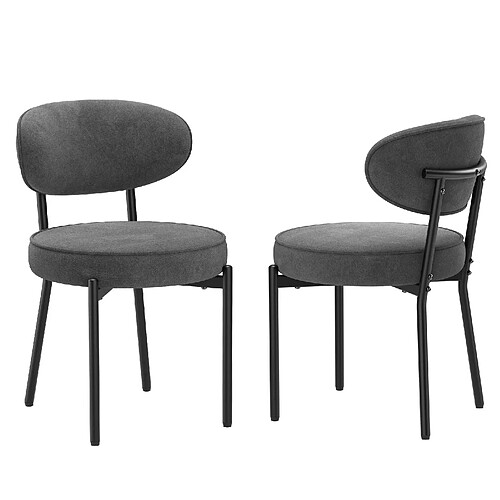 Smartue Chaises de salle à manger modernes – Lot de 2, pieds en métal robustes et assise ultra-confortable-Gris