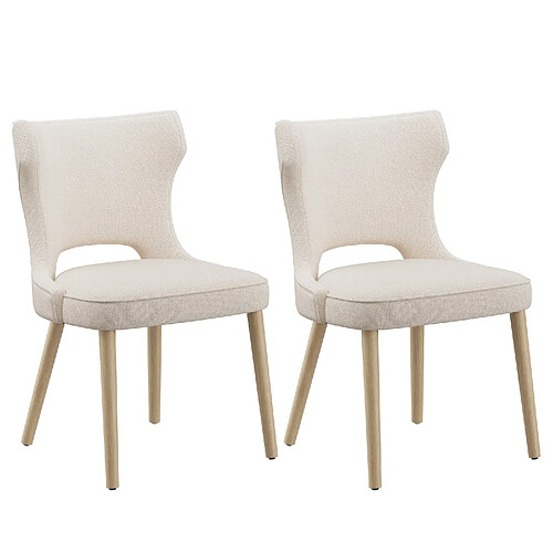 Smartue Lot de 2 Chaises Capitonnées Dossier Haut, Salle à Manger Cuisine Salon, Beige