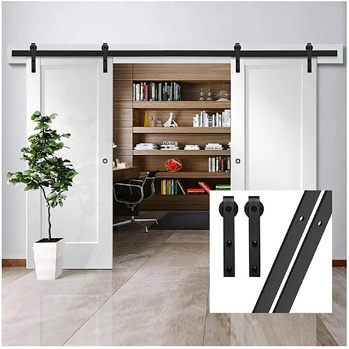 244cm Kit de Rail de Porte Coulissante pour Double Porte