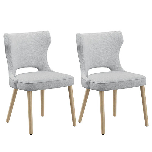 Smartue Chaise – Lot de 2 chaises capitonnées dossier haut style club – Pour salle à manger, cuisine, salon – Gris clair