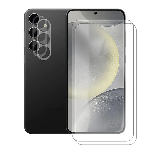 Lot de 2 Verre trempé pour Samsung Galaxy S24+ Plus 5G SM-S926B 6.7"+ lot de 2 Verre trempé protecteur d'objectif camera arrière - Visiodirect -