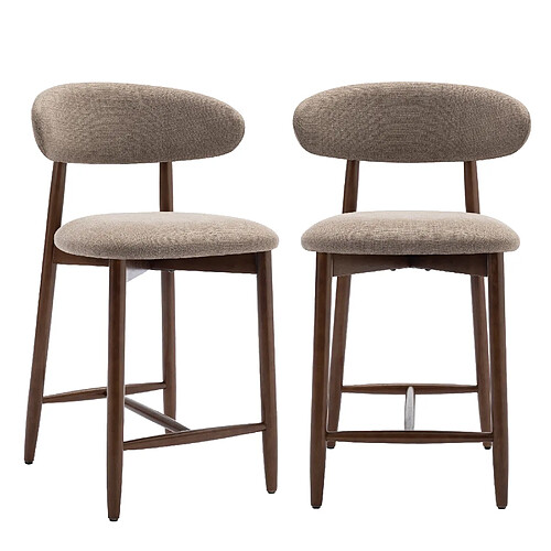 Smartue Lot de 2 Chaises de Bar Modernes, Assise Confortable en Tissu, Structure en Bois, Marron