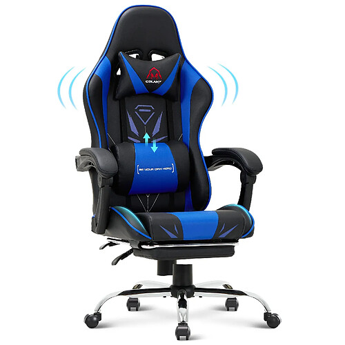 Smartue Chaise Gaming Ergonomique avec Repose-Pieds, Capacité de Charge Max 136 kg, Bleu