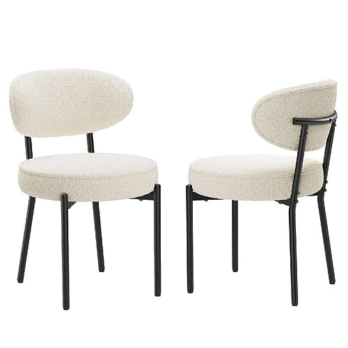 Smartue Chaises de salle à manger modernes – Lot de 2, pieds en métal robustes et assise ultra-confortable - Blanc