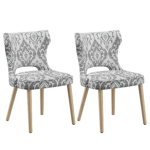 Smartue Chaise - Lot de 2 chaises capitonnées dossier haut style club – Pour salle à manger, cuisine, salon – Jacquard