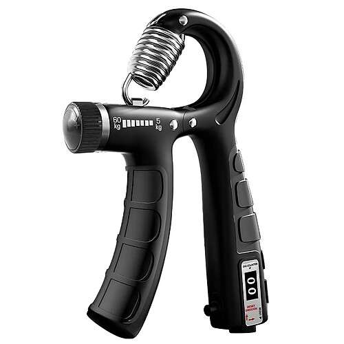 Avizar Grip de Musculation à Résistance Réglable de 5 à 60 kg avec Compteur Noir