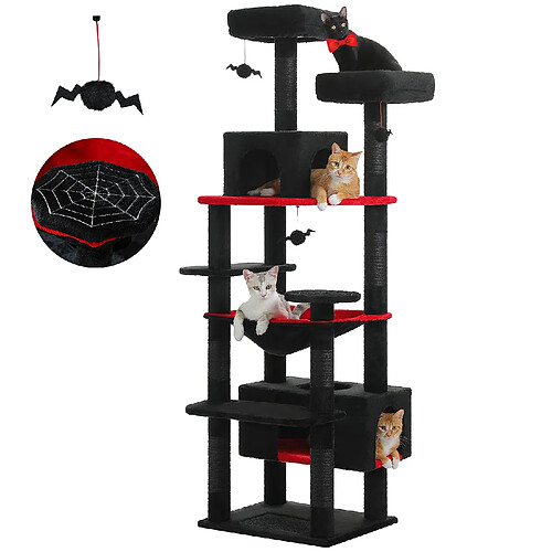 PAWZ Road Arbre à Chat Géant 184 cm avec Griffoir et Condo Noir L