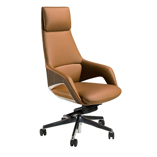 Angel Cerda Fauteuil de bureau pivotant en similicuir marron