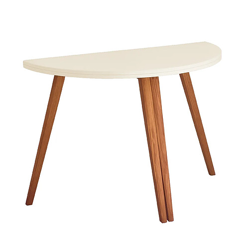 Ragaba, Mawi, table demi lune extensible, 60 x 120 x 75, Blanc Craie, pour 2 personnes