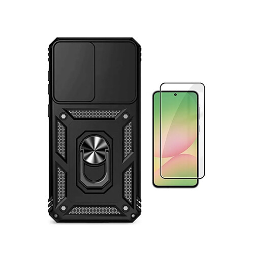 Kit De Film En Verre Trempé À Coque Complète 5D + Couvercle Coulissant De Défenseur Militaire Magnétique PHONECARE Pour Samsung Galaxy A37 5G - Noir