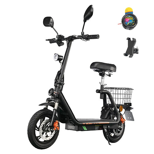 Trottinette Électrique TwoFish M5 Pro, Moteur 500W, Batterie 48V 13Ah, Vitesse Max 40km/h, Autonomie 40km, Opones 12", Freins à Disque Double, Pliable avec Panier